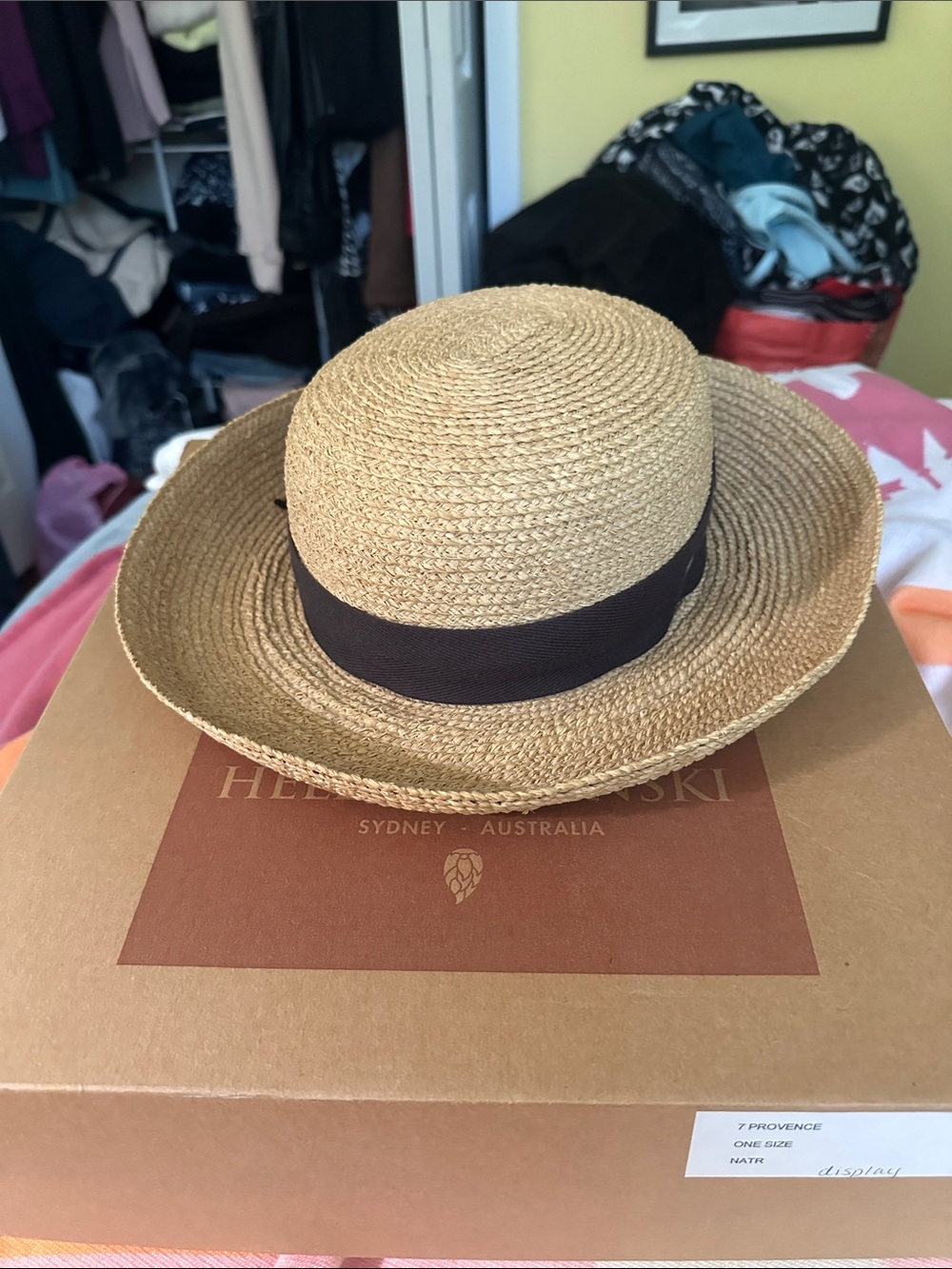 Helen Kaminski Natural Straw Hat with Black Band